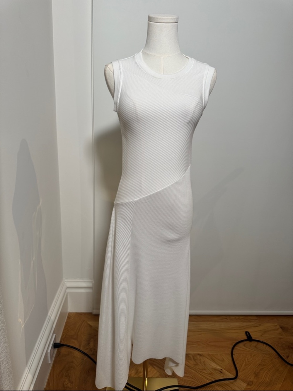All Saints White Sleeveless Knit Midi Dress